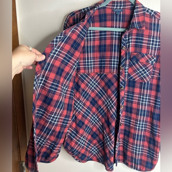 J. Jill XS Red and Blue Plaid Shirt Cotton Hiking Fishing Camping Outdoor Casual - Picture 3 of 9